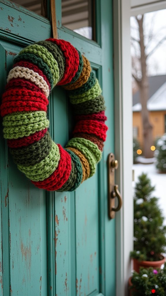 cozy upcycled sweater wreath