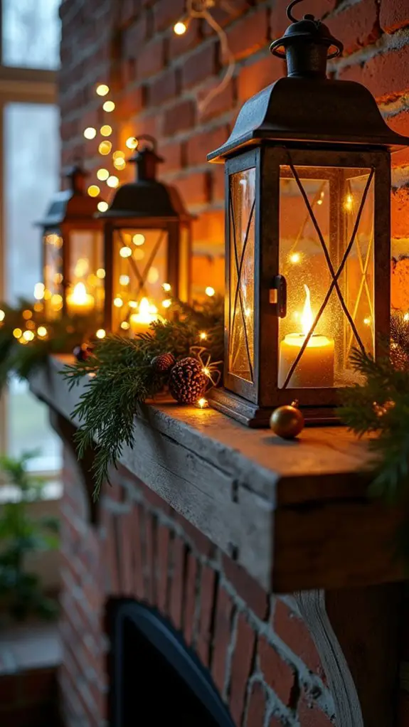 cozy vintage lantern display