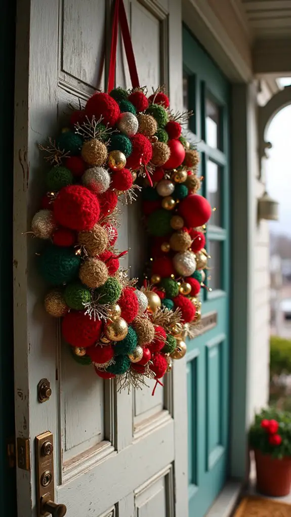 cozy yarn ornament wreath