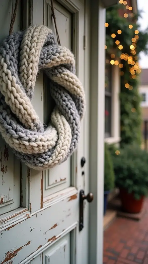 cozy yarn wreath decoration
