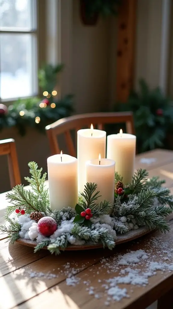 diy snowy forest candles