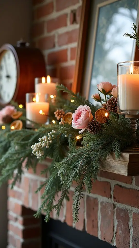 dried rose cedar garland