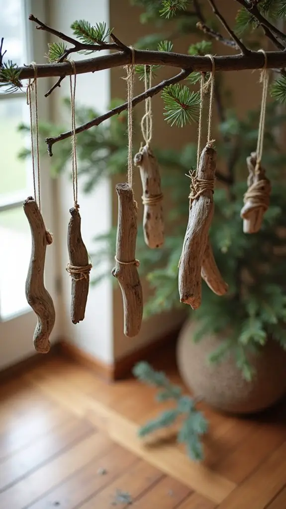 driftwood ornaments with twine