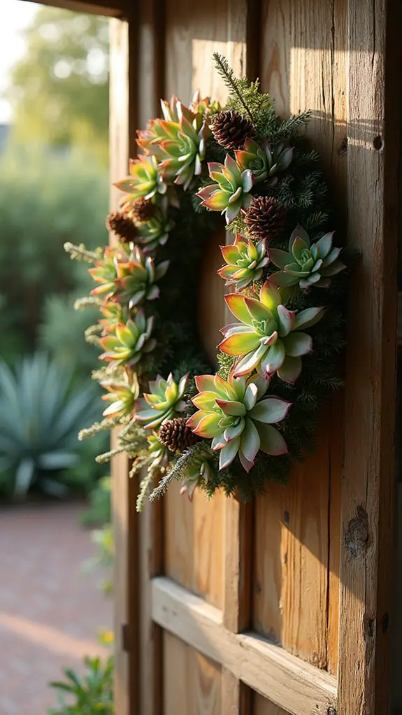 earthy succulent wreath beauty