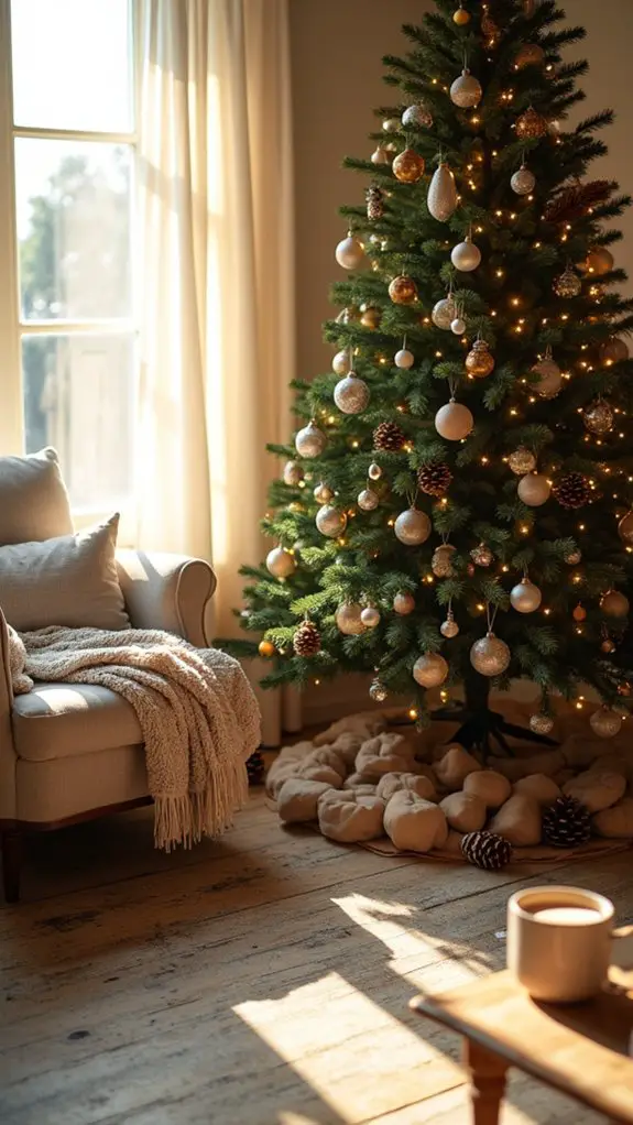 earthy tones with pinecones