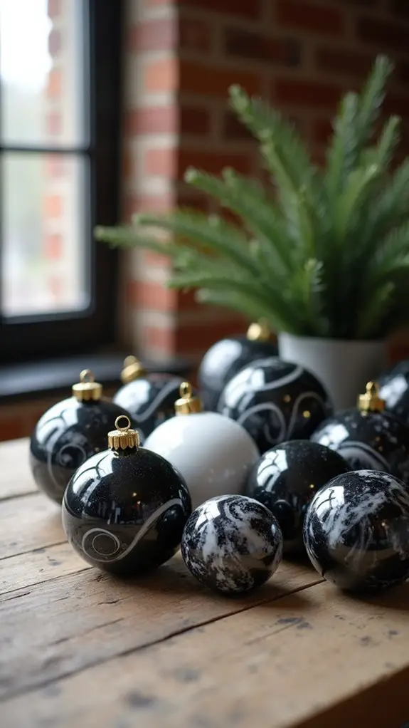 elegant black and white ornaments