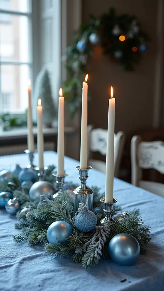 elegant blue silver centerpiece