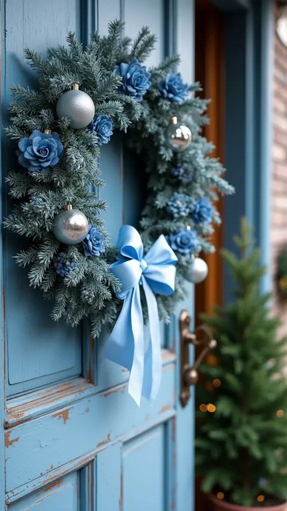 elegant blue silver wreath
