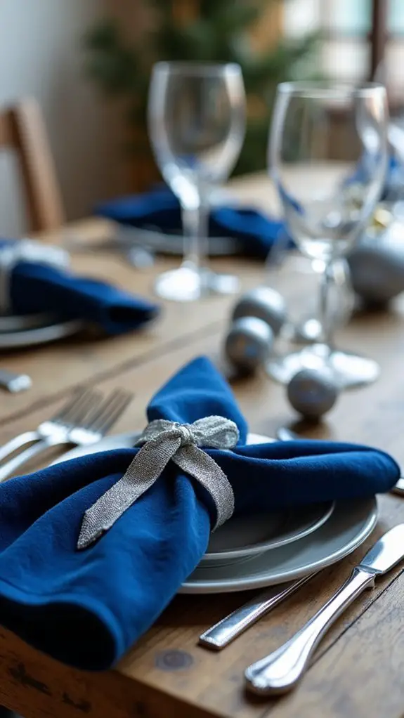 elegant blue velvet napkins