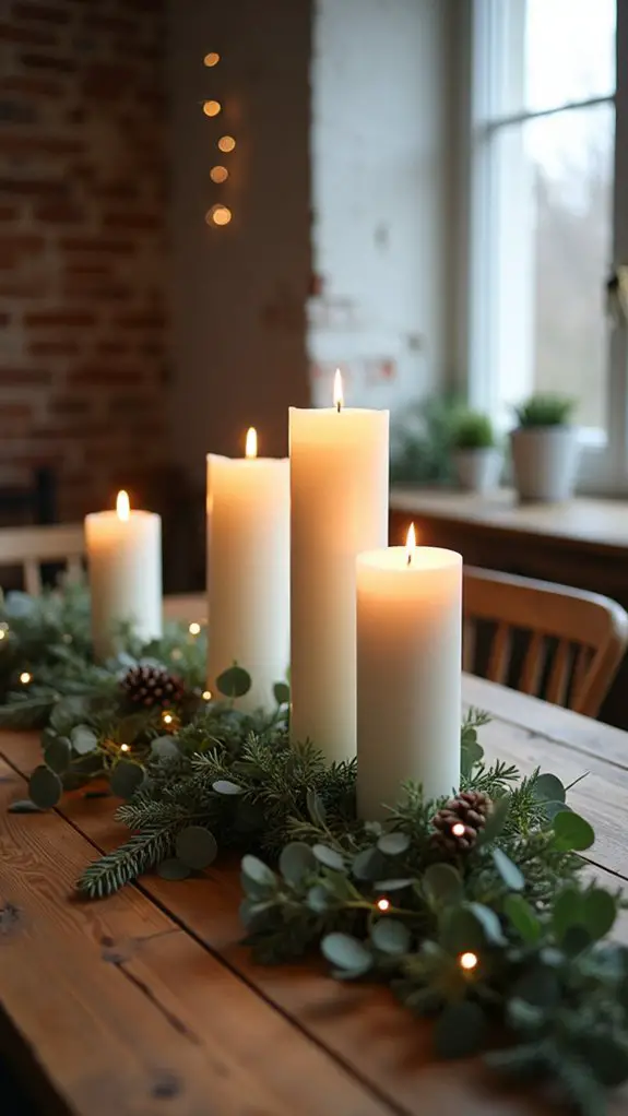 elegant eucalyptus candle centerpiece