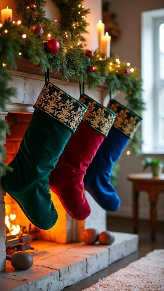 elegant festive stockings display