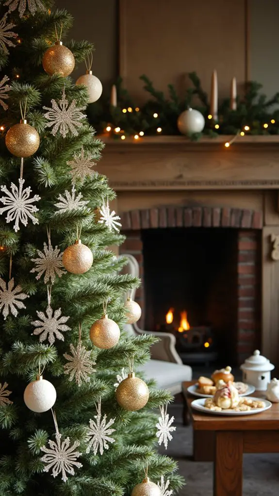 elegant glittery snowflake ornaments