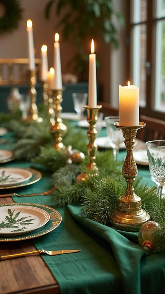 elegant green gold candlesticks