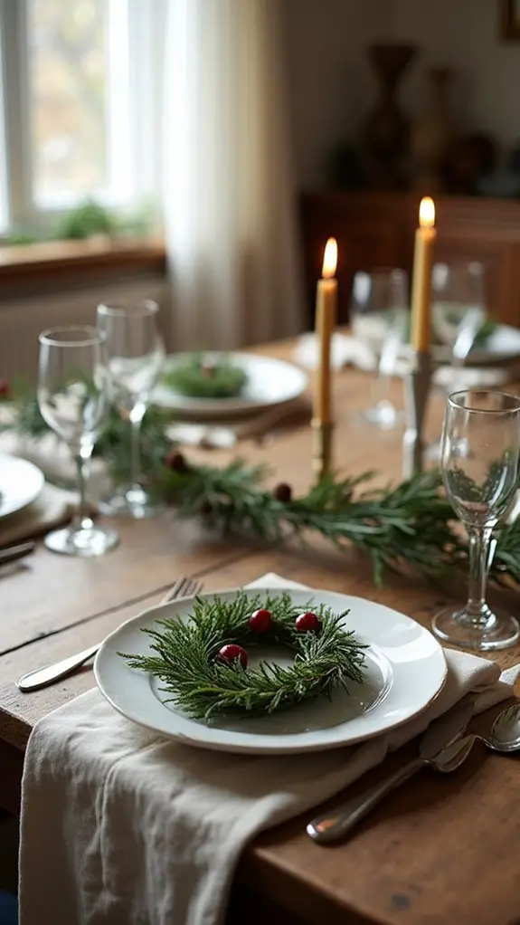 elegant greenery place settings