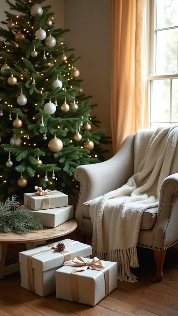 elegant monochromatic gift wrapping