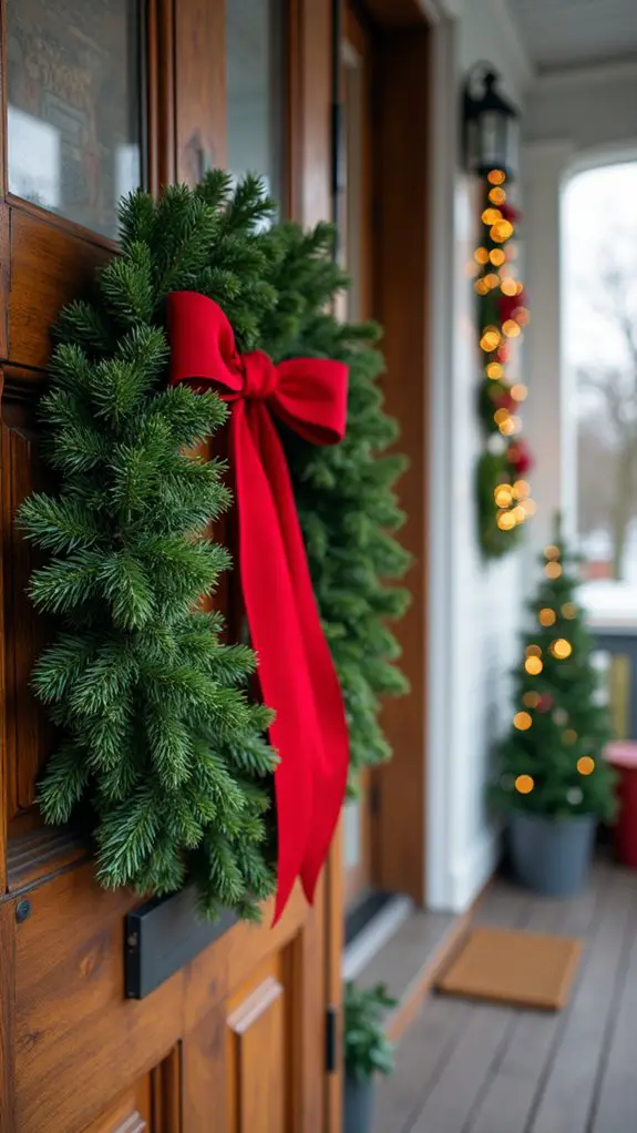 elegant red bow wreath