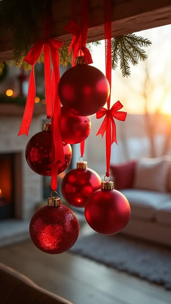 elegant red ribbon ornaments