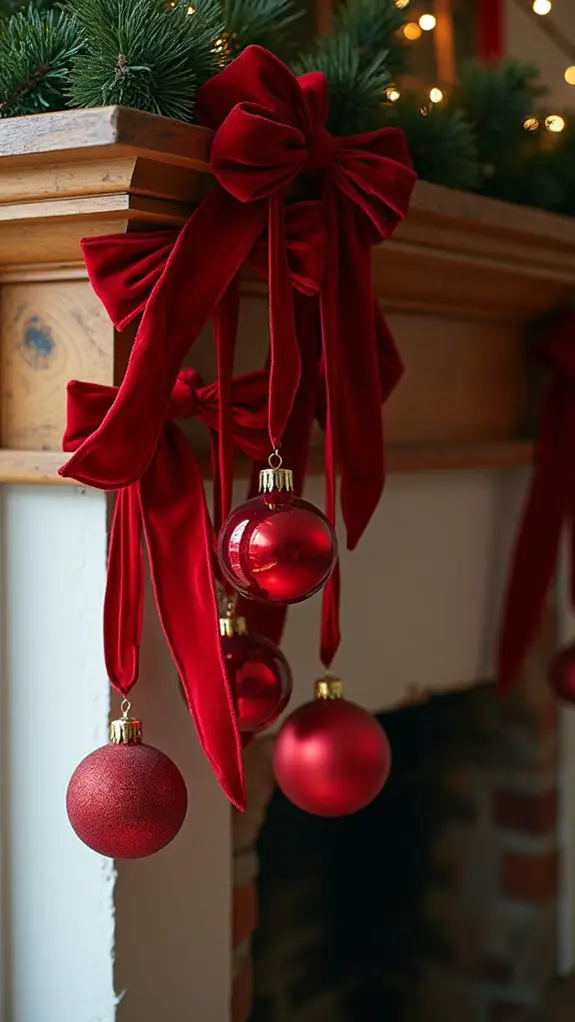 elegant red velvet ornaments