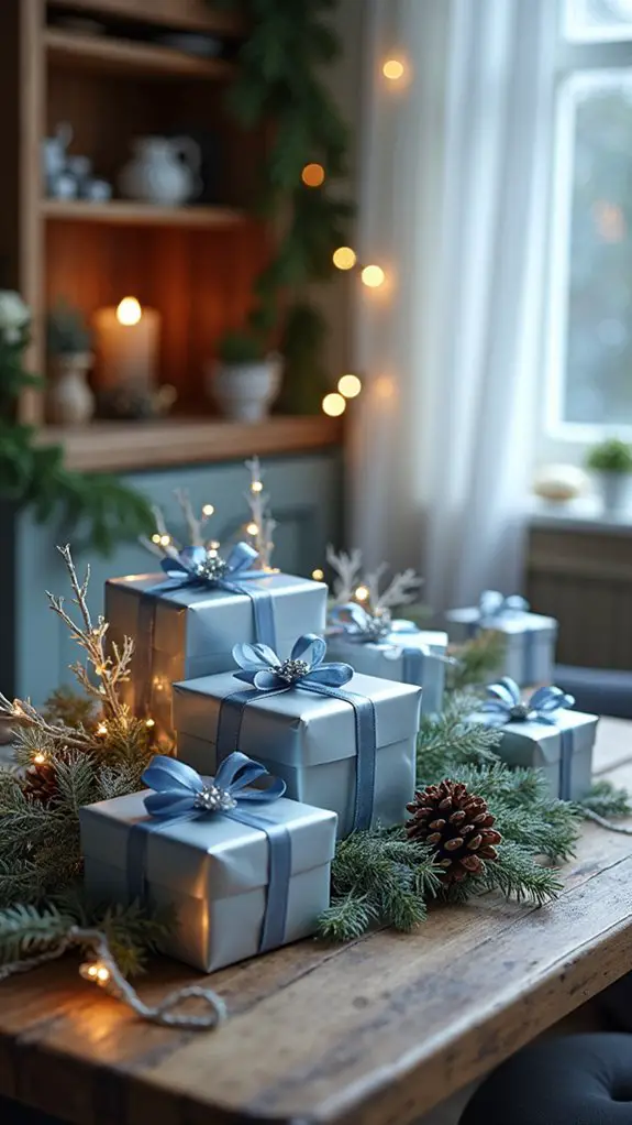elegant silver and blue favors