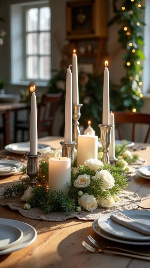 elegant silver candle centerpiece