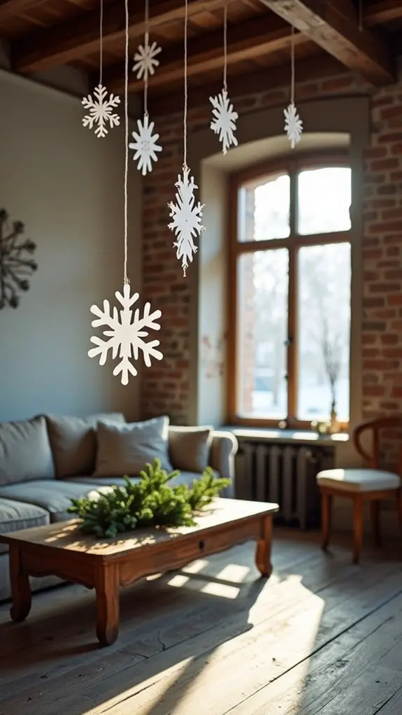 elegant white felt snowflakes