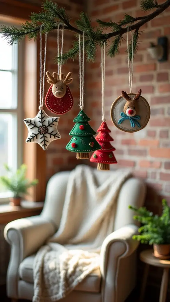 embroidered colorful felt ornaments