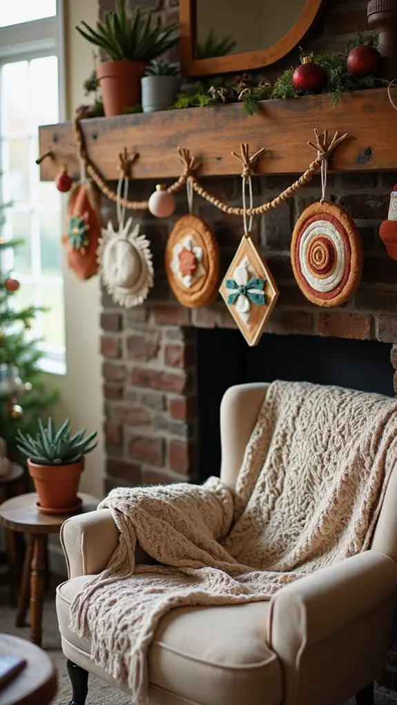 embroidered colorful felt ornaments