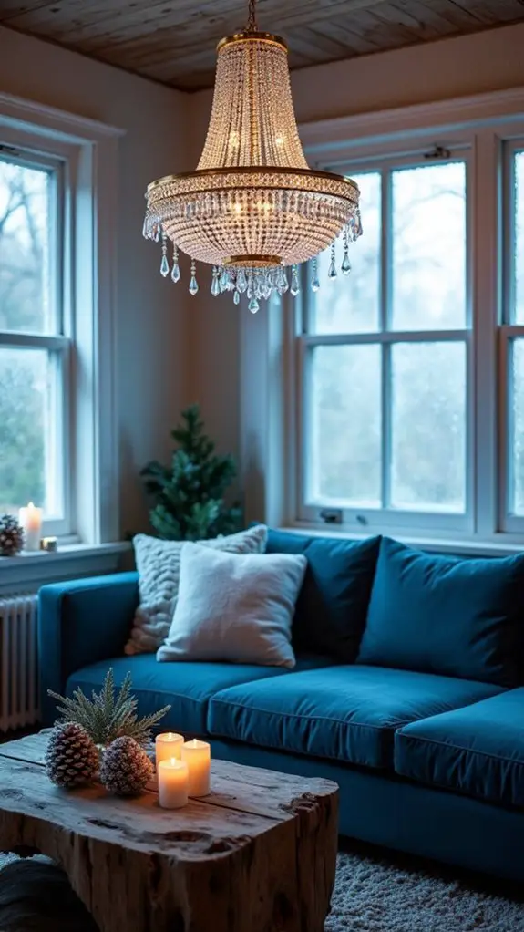enchanting blue crystal chandeliers