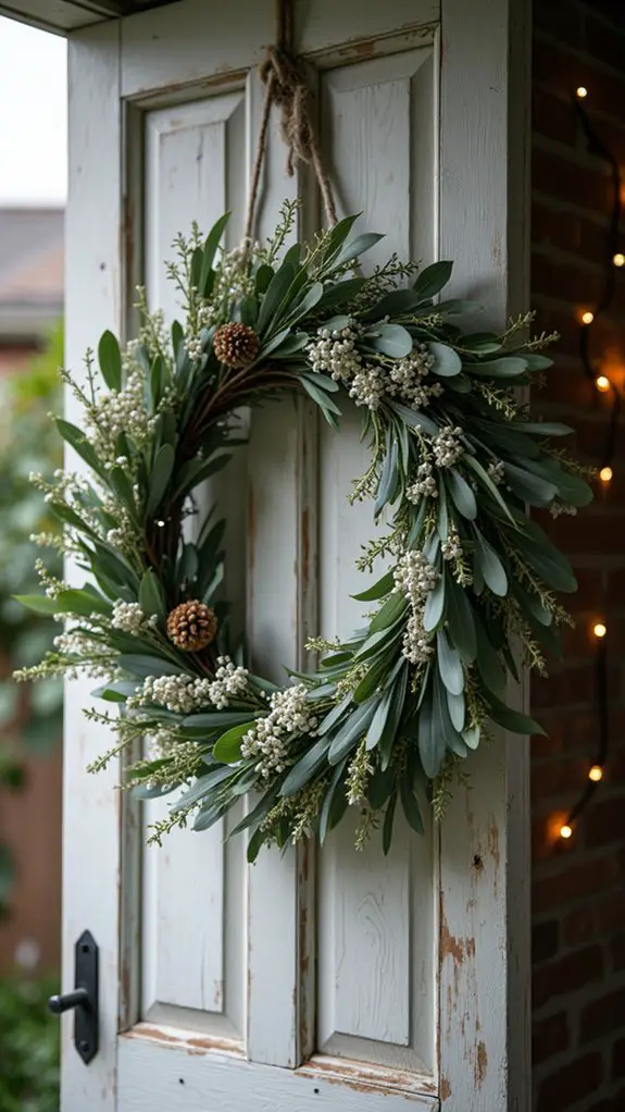 eucalyptus wreath with white accents