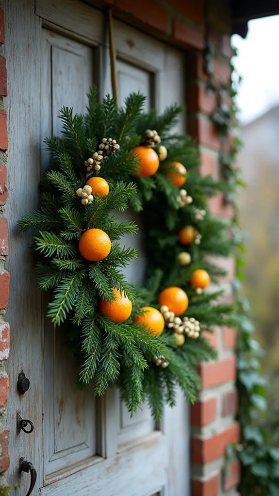 evergreen and citrus wreaths