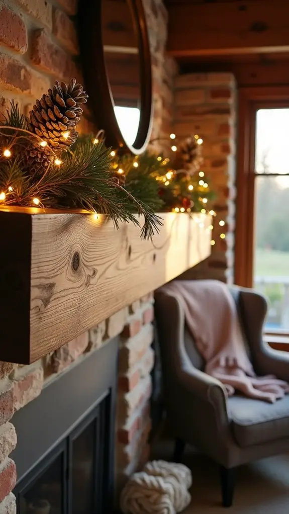fairy lights on beams