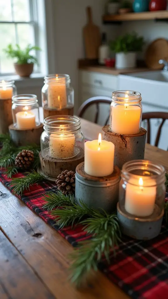 farmhouse holiday candle decor