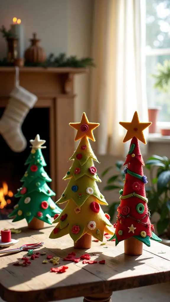 felt christmas tree crafting