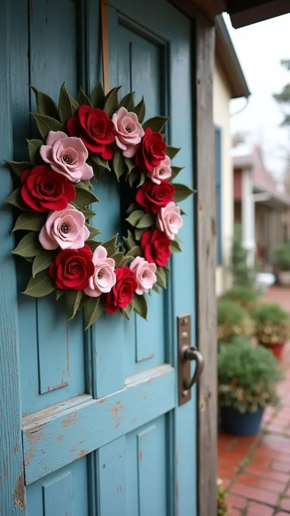 felt flower wreath crafting