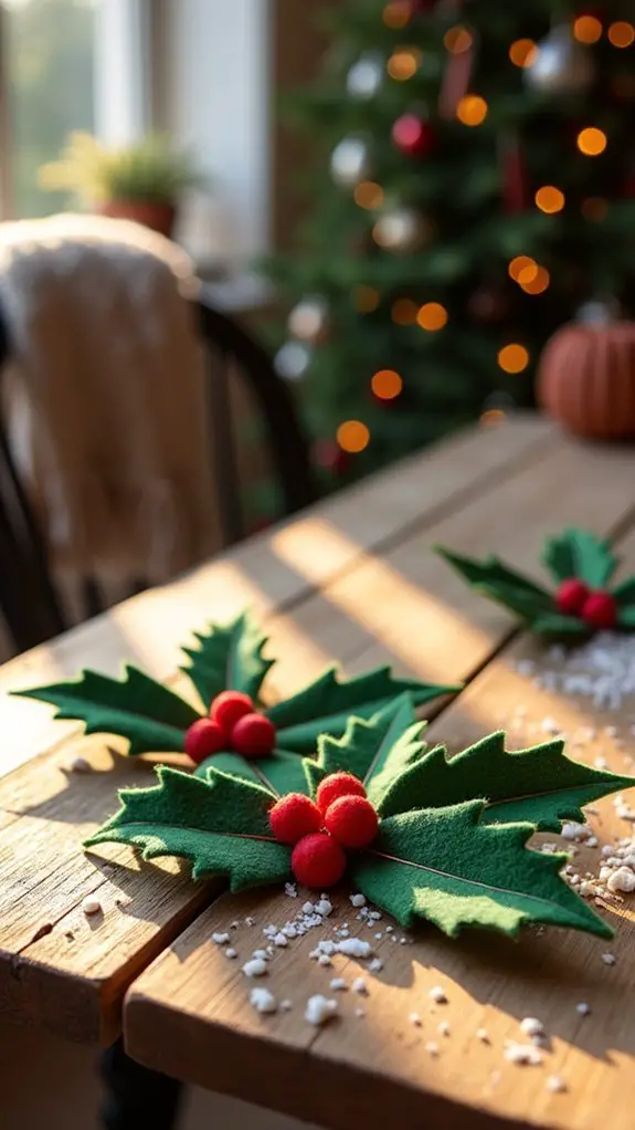 felt holly sprigs project