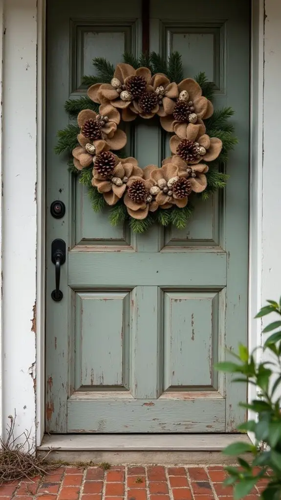 felted wool pinecone wreath