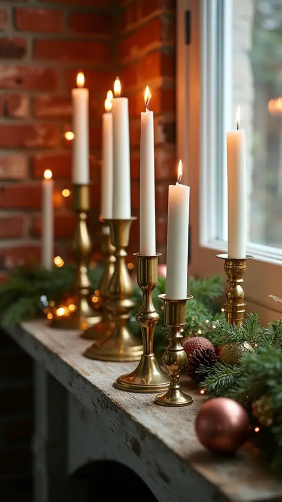 festive brass candlesticks ambiance