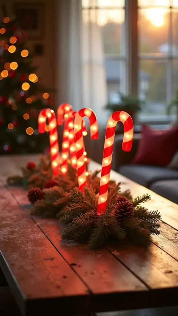 festive candy cane centerpieces
