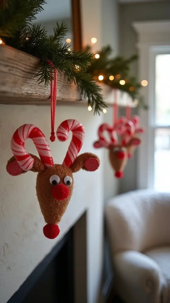 festive candy cane reindeer