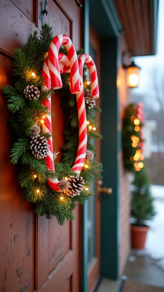 festive candy cane wreath