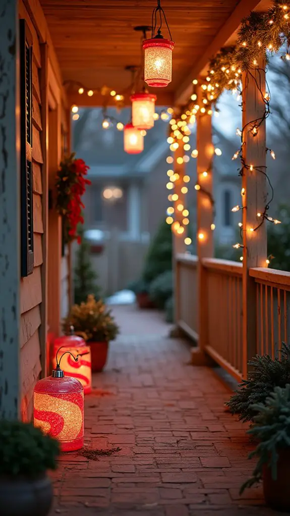 festive colorful candy cane lanterns