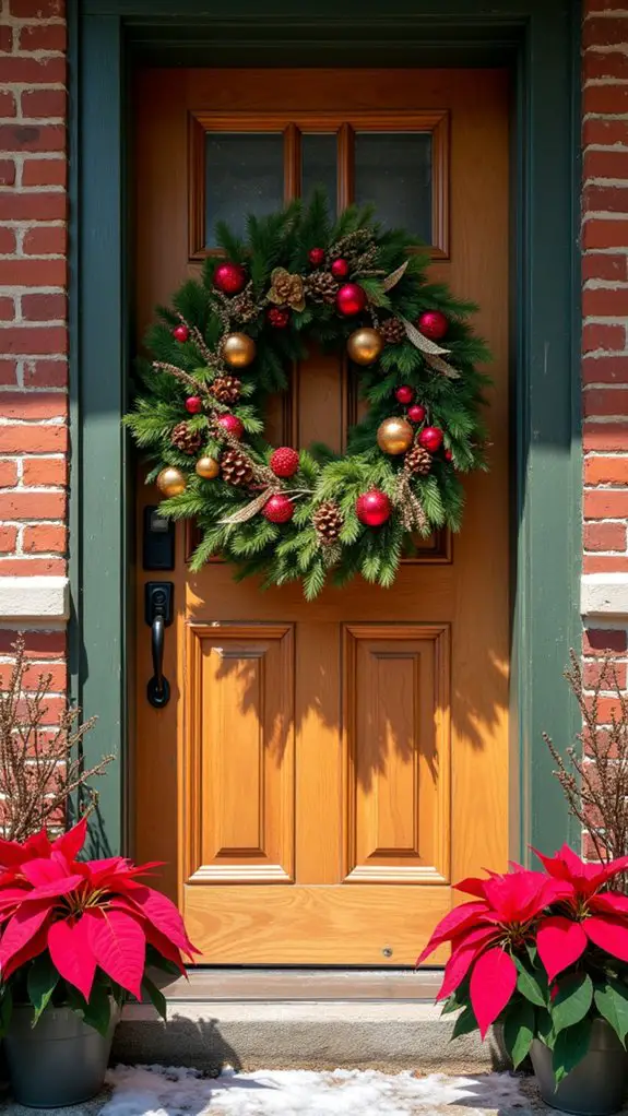 festive colorful door wreaths