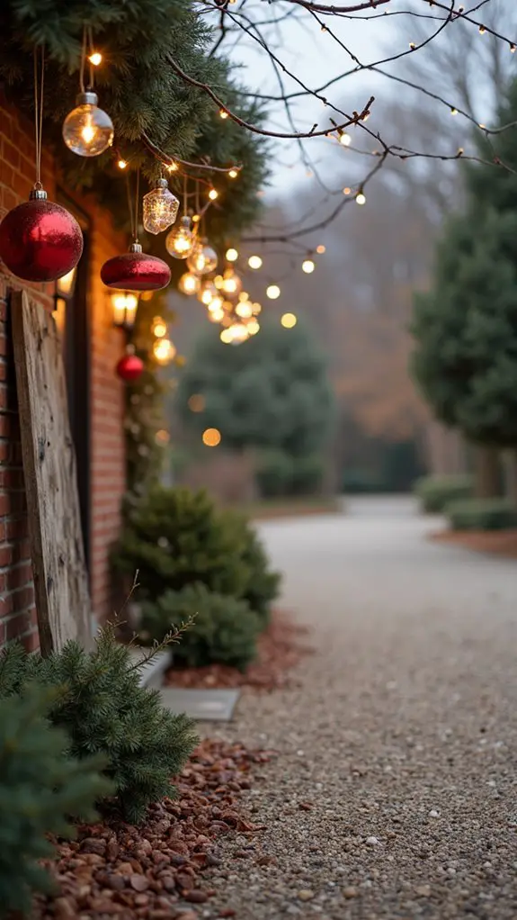 festive driveway ornament display