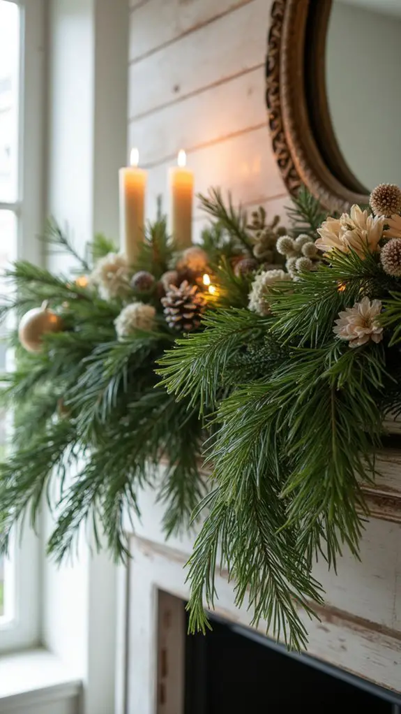 festive florals with pine