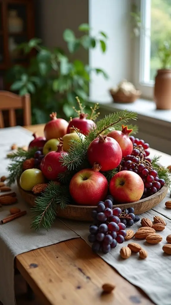festive fruit and nut centerpiece