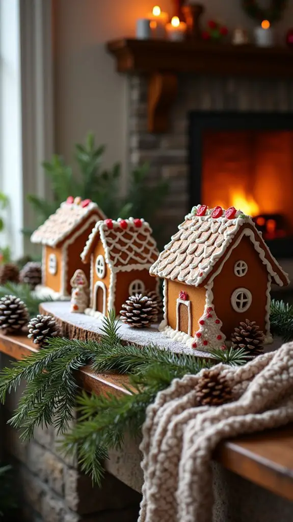 festive gingerbread house display