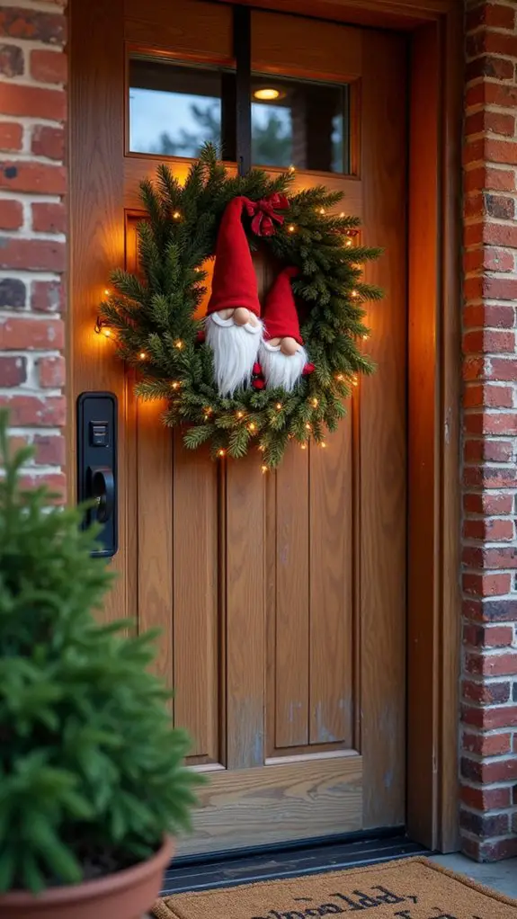 festive gnome wreath lights
