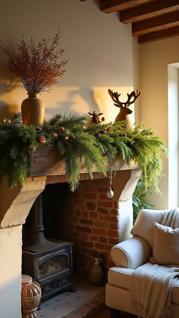 festive greenery and lights