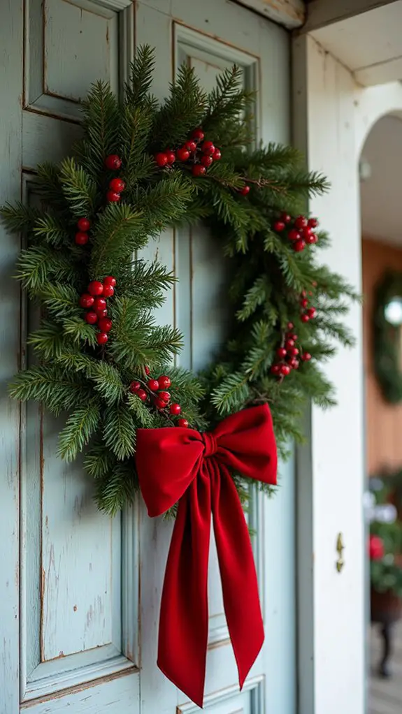festive greenery with bow