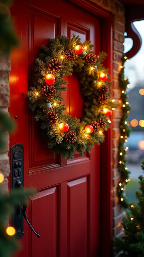 festive illuminated door decor